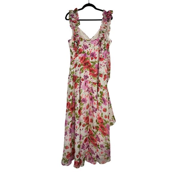 Abercrombie XLT Floral Ruffle High Low Dress XL Tall NWT‎ Wedding Guest - Picture 4 of 8